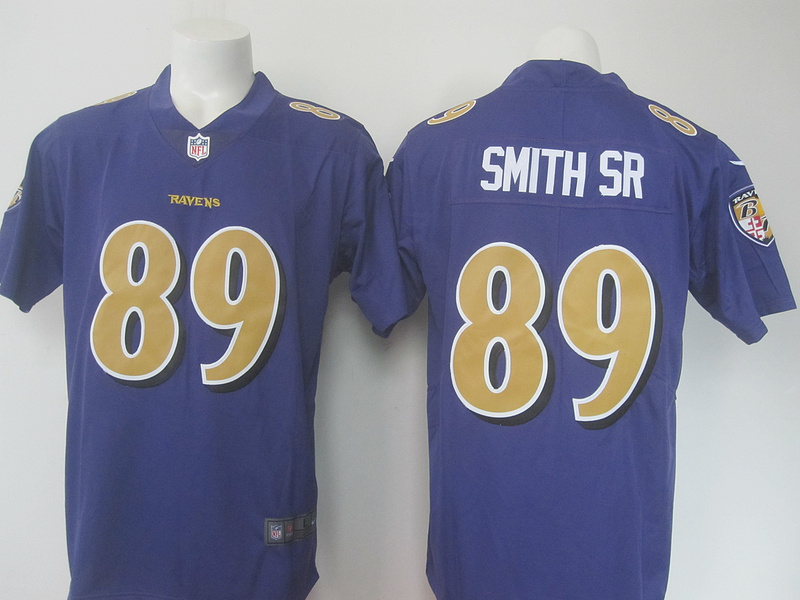 NFL Baltimore Ravens #89 Smith SR Purple Rush Jersey