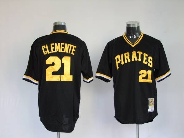 Pittsburgh Pirates #21 Roberto Clemente Throwback Jersey in Black