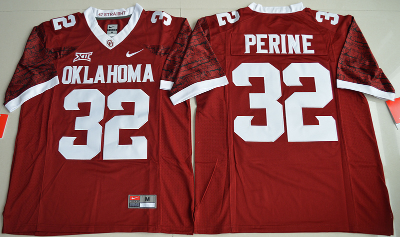 NCAA Oklahoma Sooners #32 Perine Red Jersey
