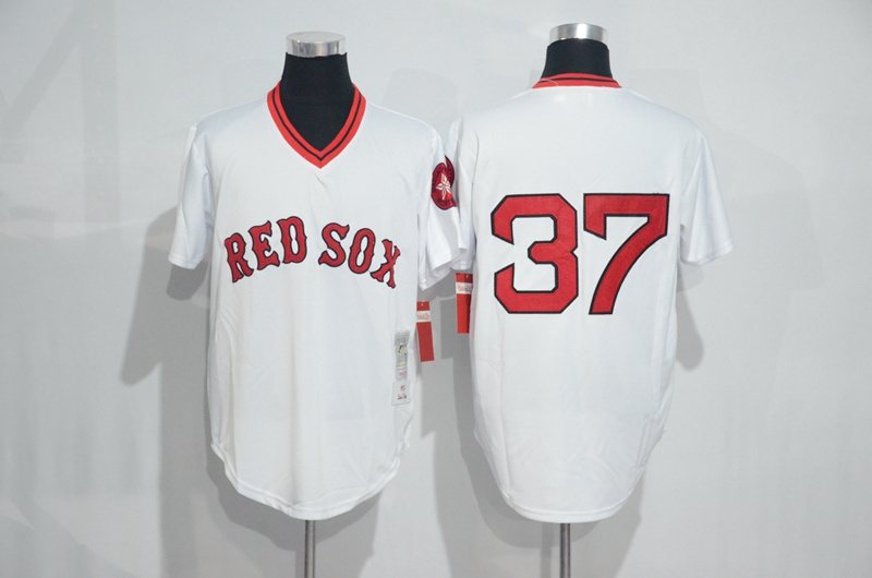 Boston Red Sox #37 Bill Lee 1975 mitchell&ness home jersey white 2013 World Series Patch