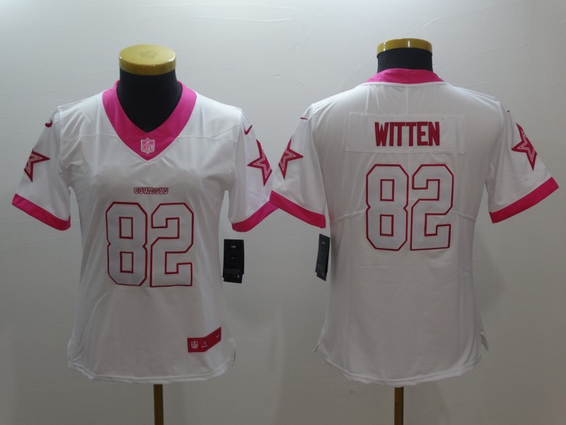 Women NFL Dallas Cowboys #82 Witten White Pink Color Rush Jersey