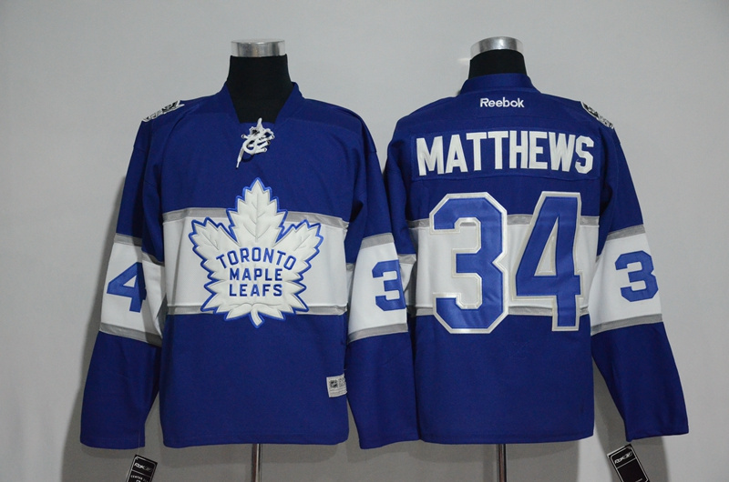 NHL Toronto Maple Leafs #34 Matthews Blue 100th Year Jersey