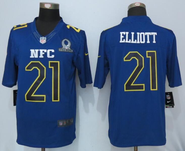 NFL Dallas Cowboys #21 Elliott NFC All Star Blue Jersey