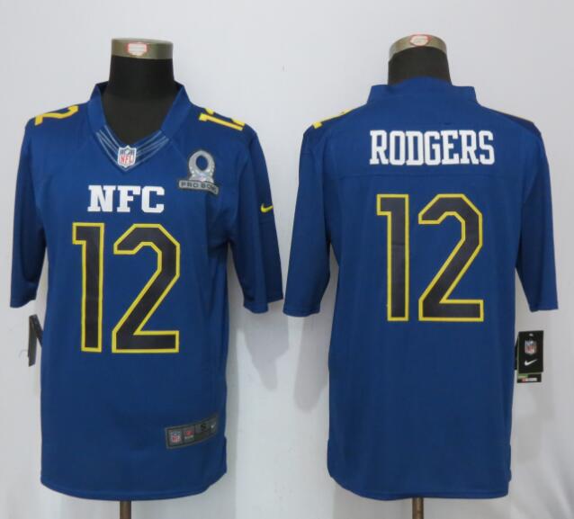 NFL Green Bay Packers #12 Rodgers NFC All Star Blue Jersey