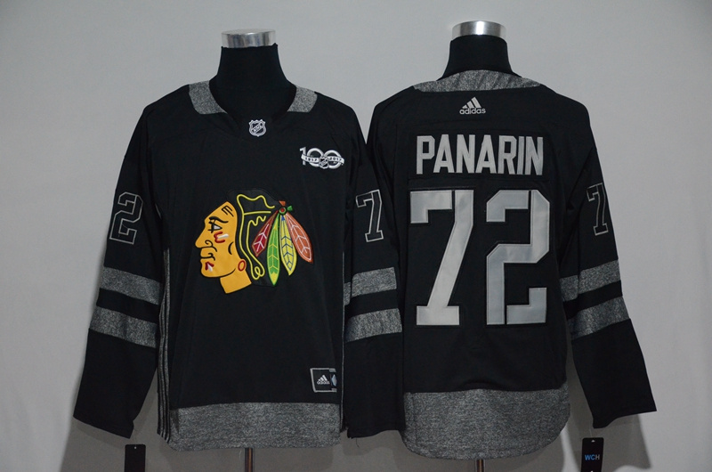 NHL Chicago Blackhawks #72 Panarin 100th Anniversary Black Jersey