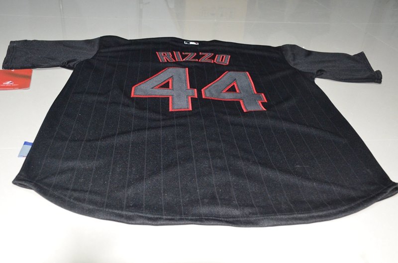 MLB Chicago Cubs #44 Rizzo All Black Red Number Jersey