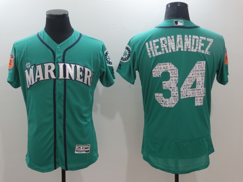 MLB Seattle Mariners #34 Hernandez Green Spring Training Jersey