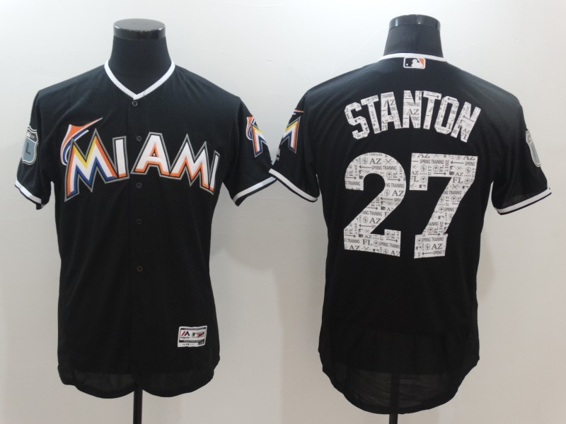 MLB Miami Marlins #27 Stanton Black Spring Training Jersey