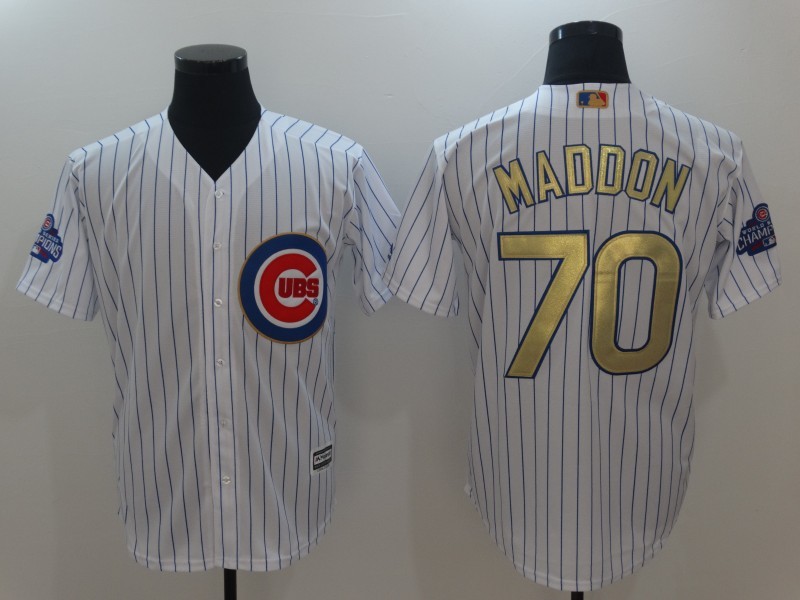 MLB Majestic Chicago Cubs #70 Maddon Gold Program White Flex Base Elite Jersey