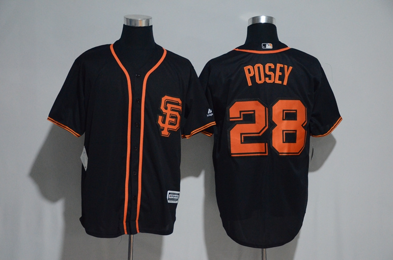 MLB San Francisco Giants #28 Posey Black Orange Number Jersey