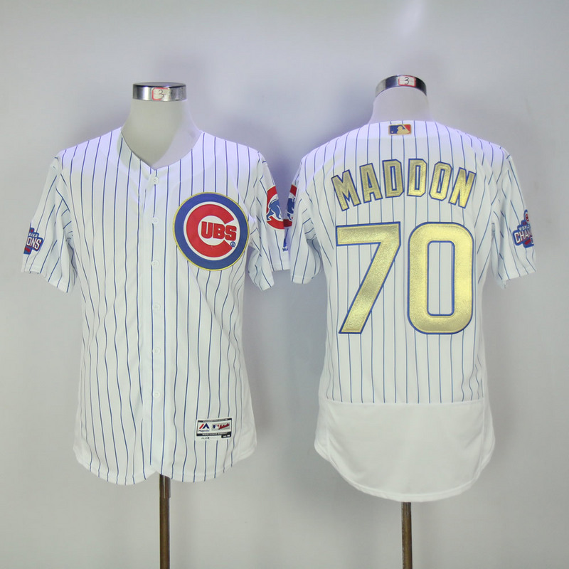 MLB Majestic Chicago Cubs #70 Maddon Gold Program Flex Base Elite White Jersey