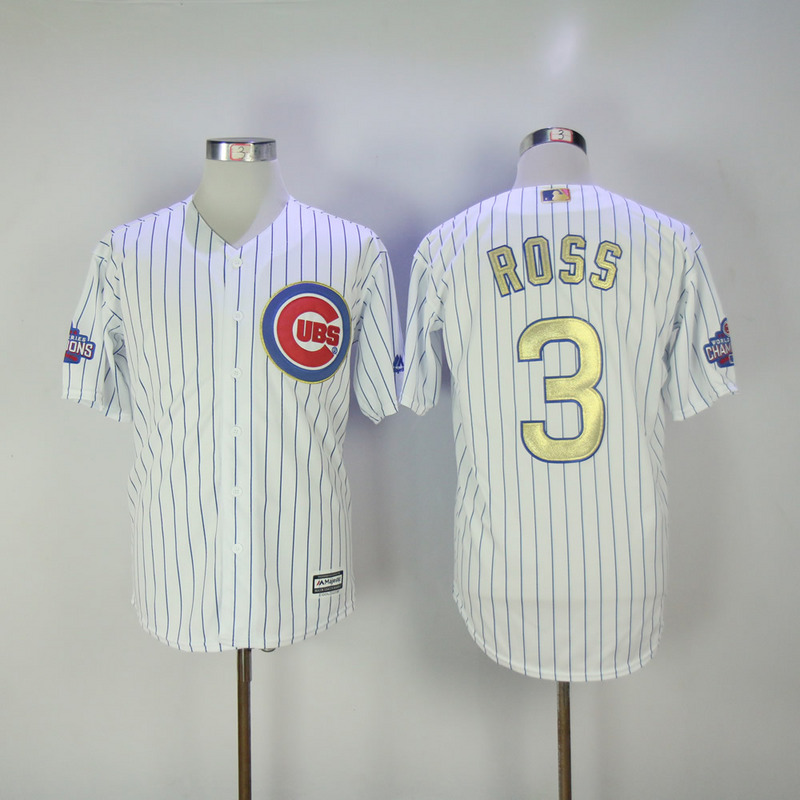 MLB Majestic Chicago Cubs #3 Ross Gold Program White Jersey
