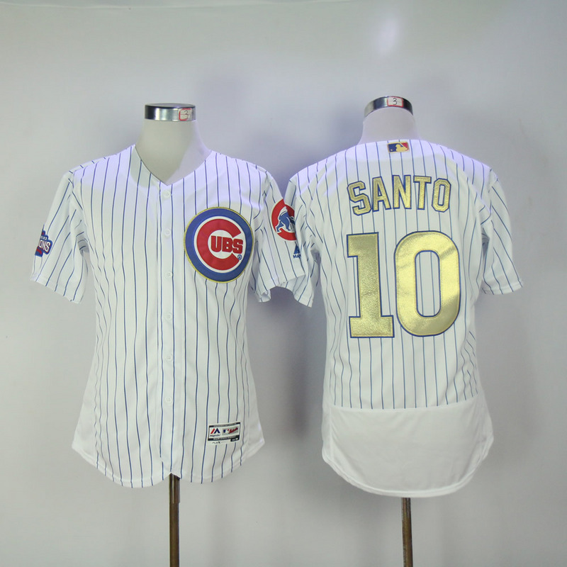 MLB Majestic Chicago Cubs #10 Santo Gold Program White Flex Base Elite Jersey