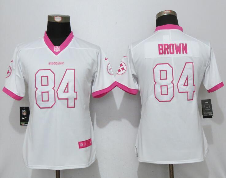 Women NFL Pittsburgh Steelers #84 Brown White Pink Color Rush Jersey