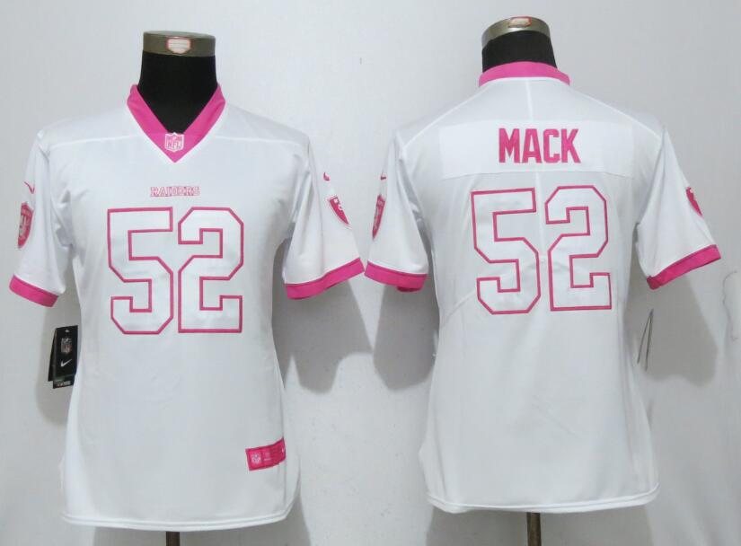 Women NFL Oakland Raiders #52 Mack White Pink Color Rush Jersey