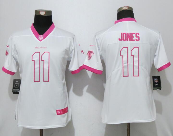 Women NFL Atlanta Falcons #11 Jones White Pink Color Rush Jersey