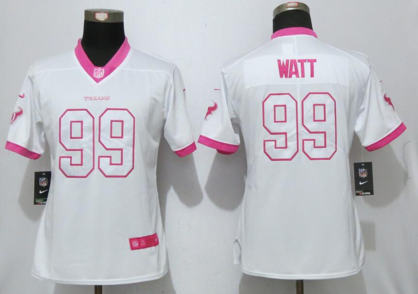 Women NFL Houston Texans #99 Watt White Pink Color Rush Jersey