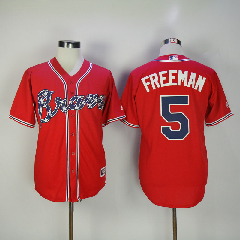 MLB Atlanta Braves #5 Freddie Freeman Red Game Jersey