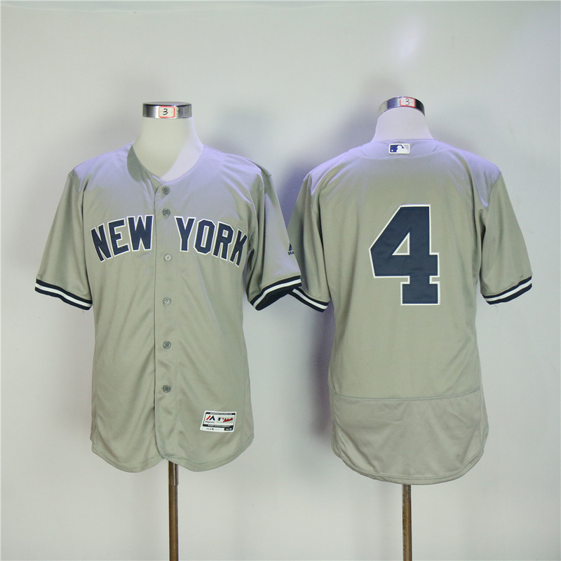 Majestic MLB New York Yankees #4 Gehrig Elite Grey Jersey