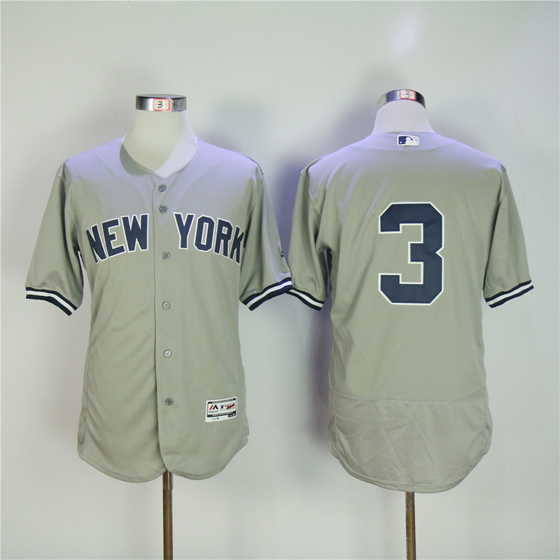 Majestic MLB New York Yankees #3 Babe Ruth Elite Grey Jersey