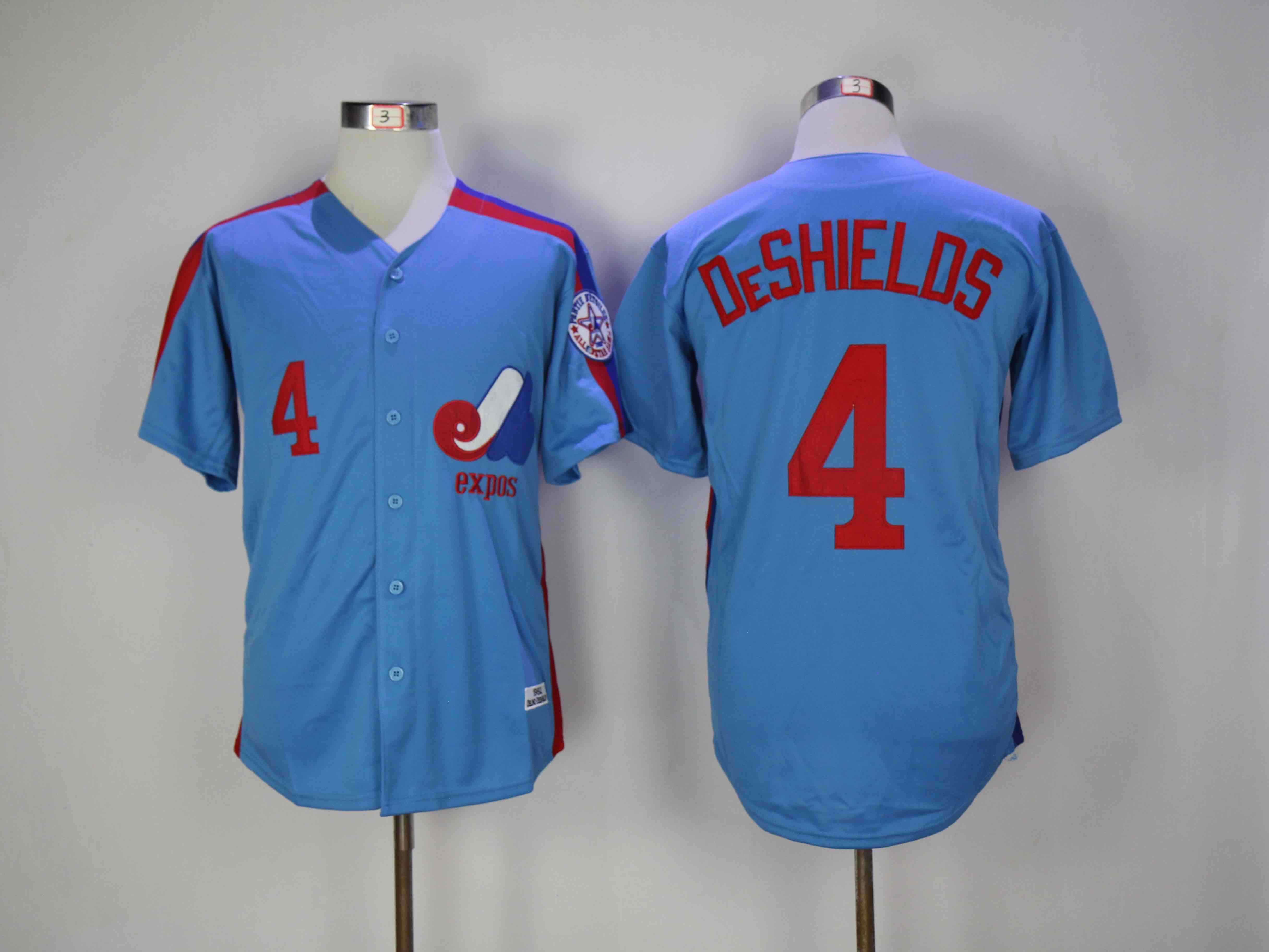 MLB Montreal Expos #4 DeShields Blue Jersey