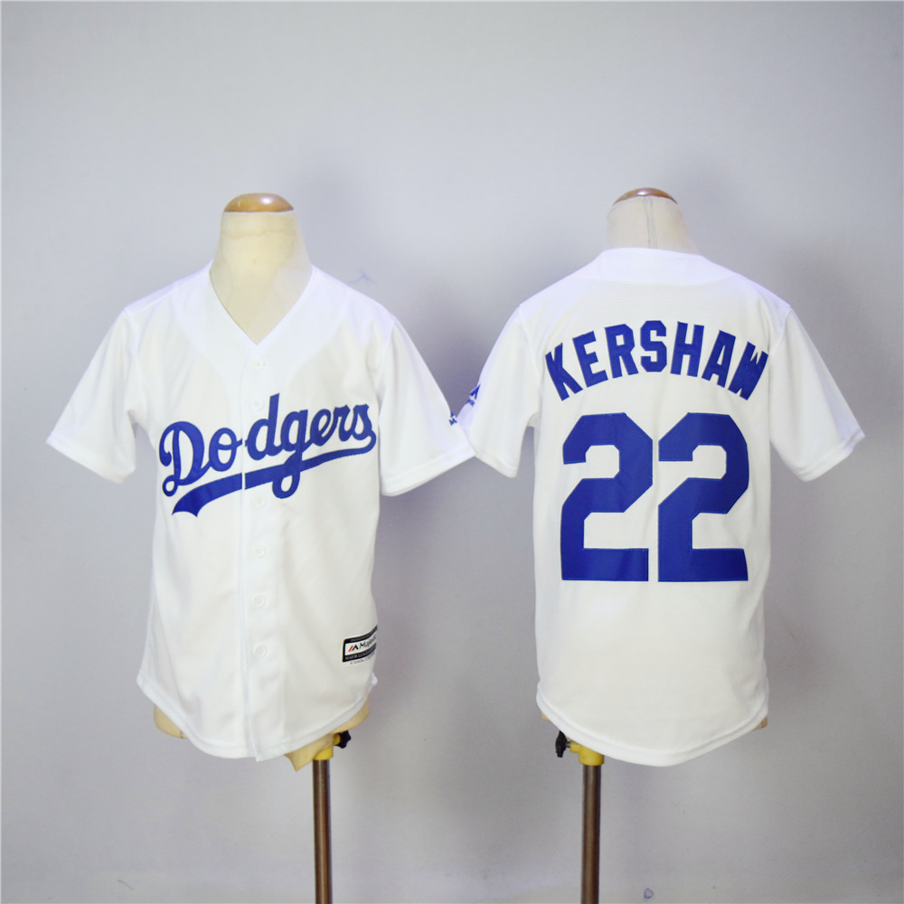 MLB Los Angeles Dodgers #22 Kershaw White Kids Jersey