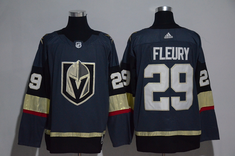 Mens Vegas Golden Knights #29 Fleury Grey Hockey JerseY