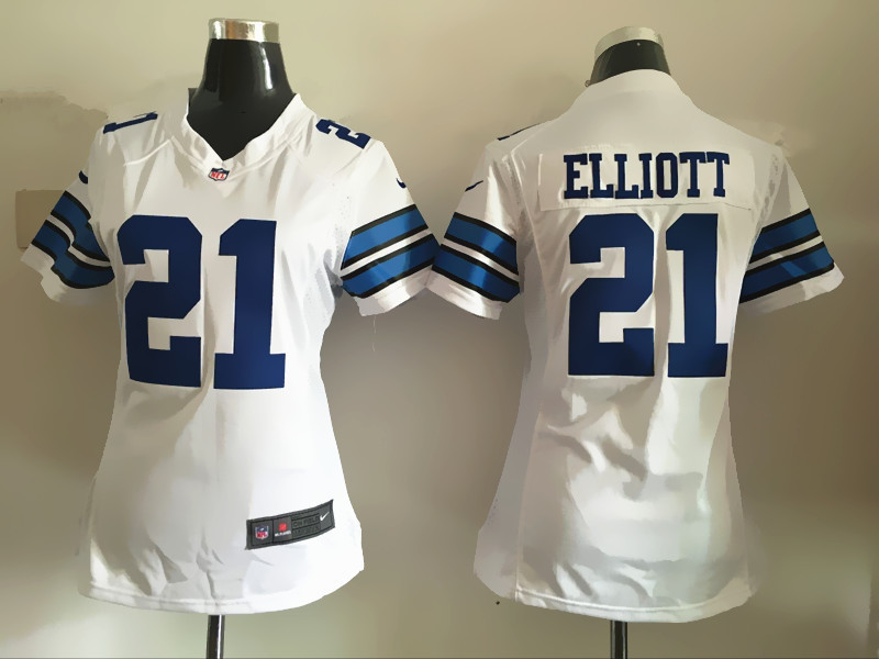 NFL Dallas Cowboys #21 Elliott White Women Jersey.jpeg