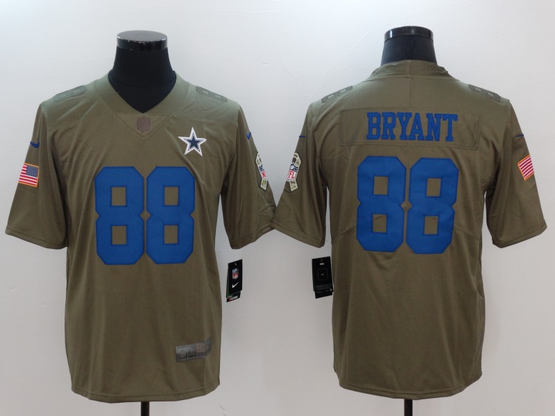 Mens Dallas Cowboys #88 Bryant Olive Salute to Service Limited Jersey