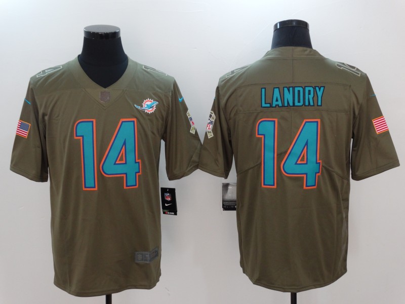 Mens Miami Dolphins #14 Landry Olive Salute to Service Limited Jersey