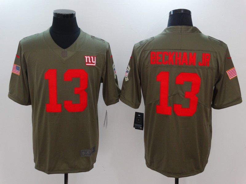 Mens New York Giants #13 Beckham JR Olive Salute to Service Limited Jersey