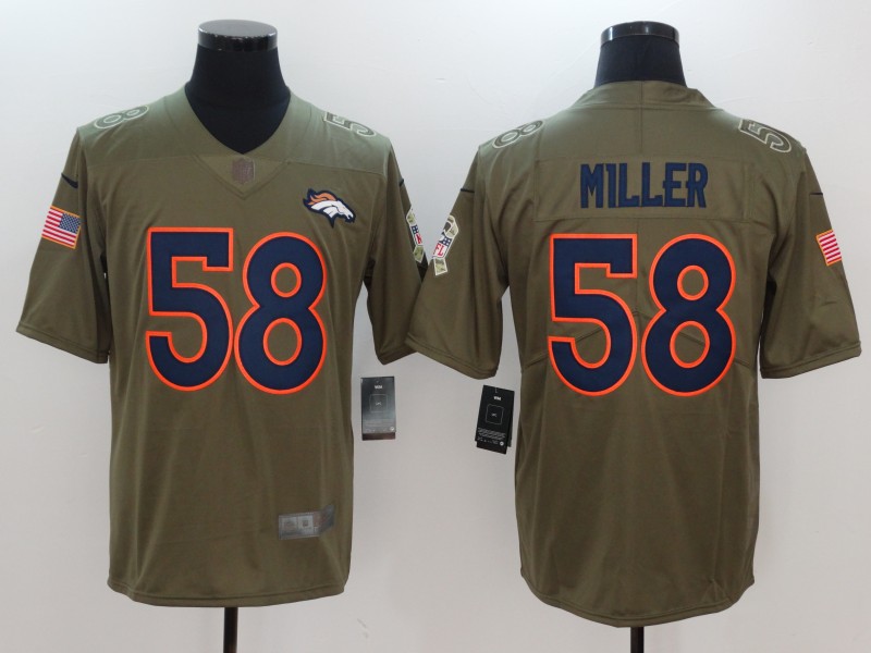 Mens Denver Broncos #58 Miller Olive Salute to Service Limited Jersey