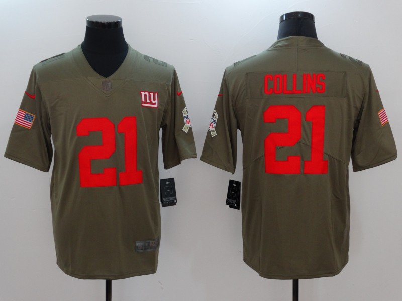 Mens New York Giants #21 Collins Olive Salute to Service Limited Jersey
