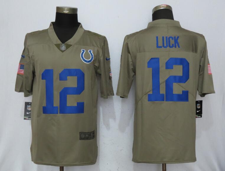 Mens Indianapolis Colts #12 Luck Olive Salute to Service Limited Jersey