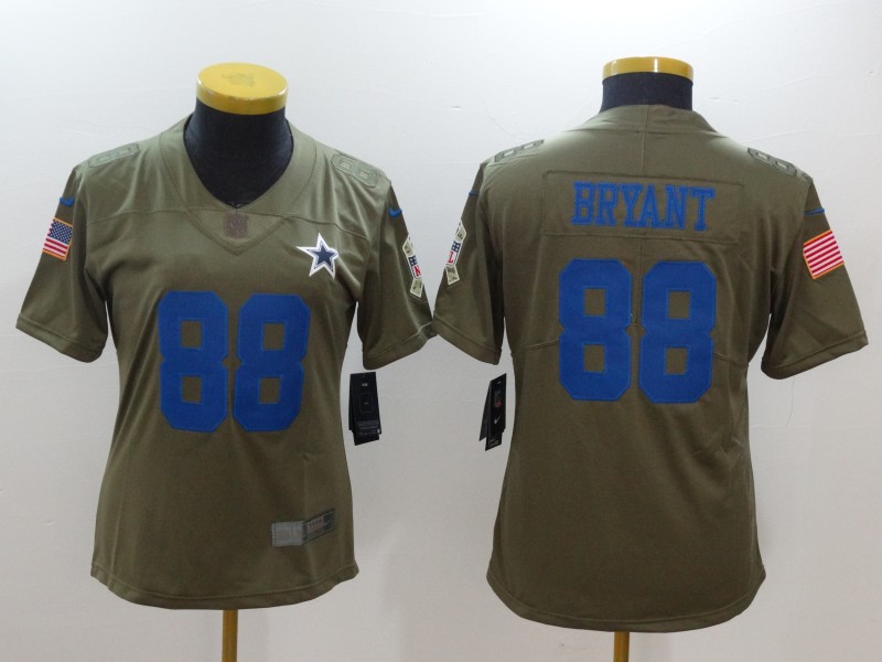 Womens Dallas Cowboys #88 Bryant Olive Salute to Service Limited Jersey