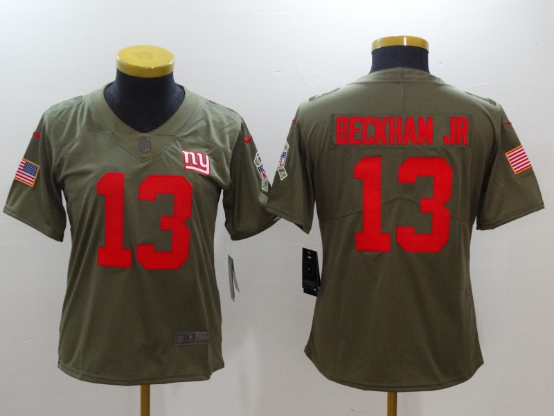 Womens New York Giants #13 Beckham JR Olive Salute to Service Limited Jersey