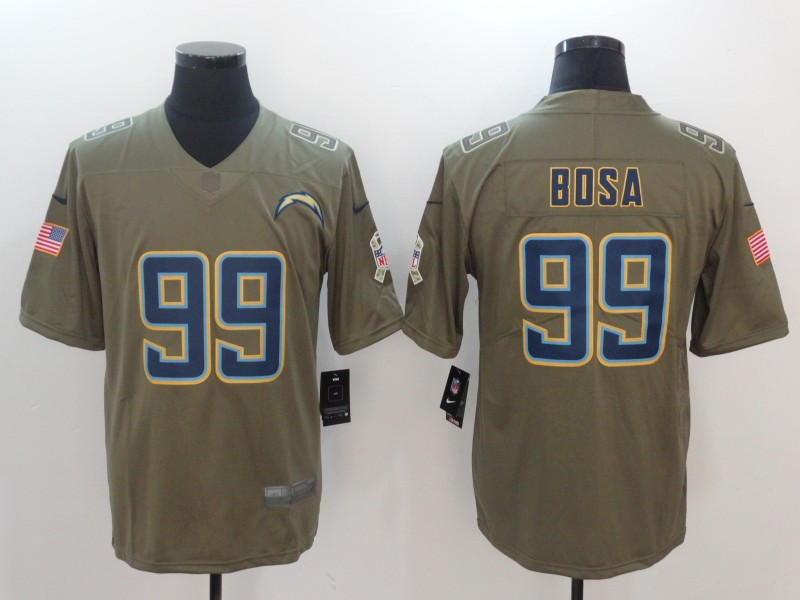 Mens San Diego Chargers #99 Bosa Olive Salute to Service Limited Jersey