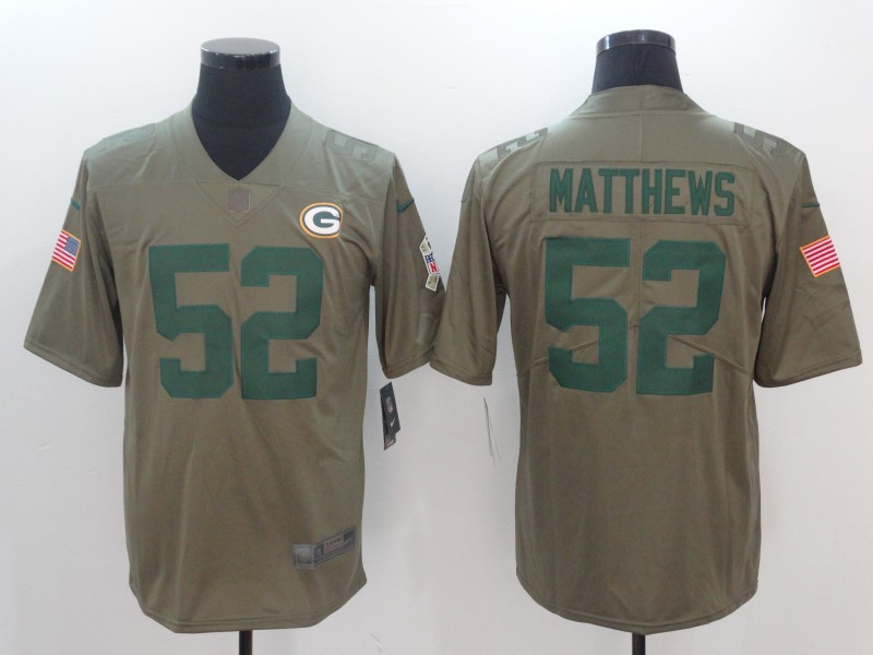 Mens Green Bay Packers #52 Matthews Olive Salute to Service Limited Jersey
