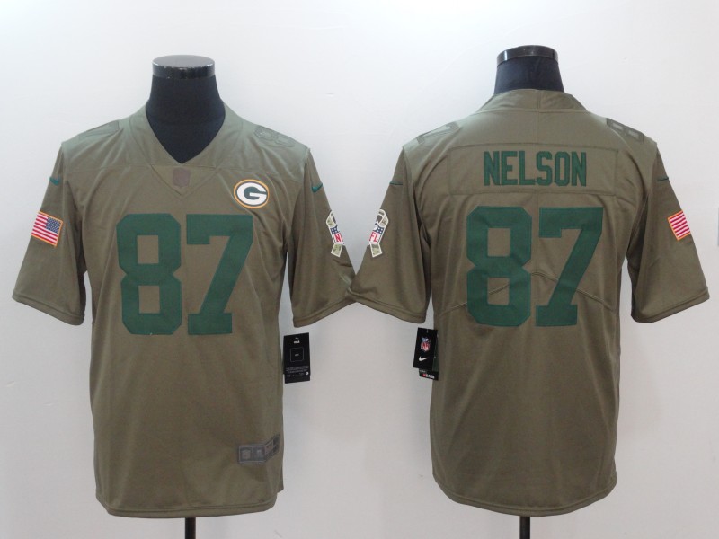 Mens Green Bay Packers #87 Nelson Olive Salute to Service Limited Jersey