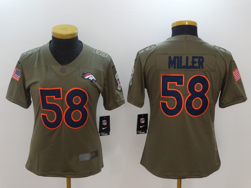 Womens Denver Broncos #58 Miller Olive Salute to Service Limited Jersey