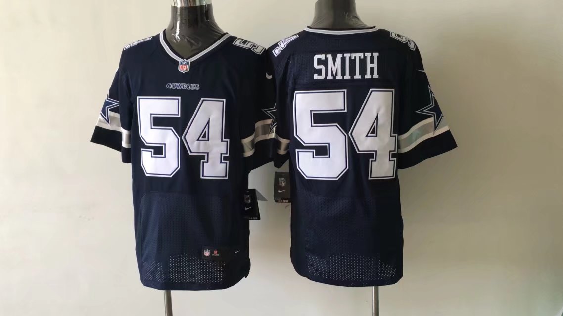 Mens Dallas Cowboys #54 Smith Blue Elite Jersey