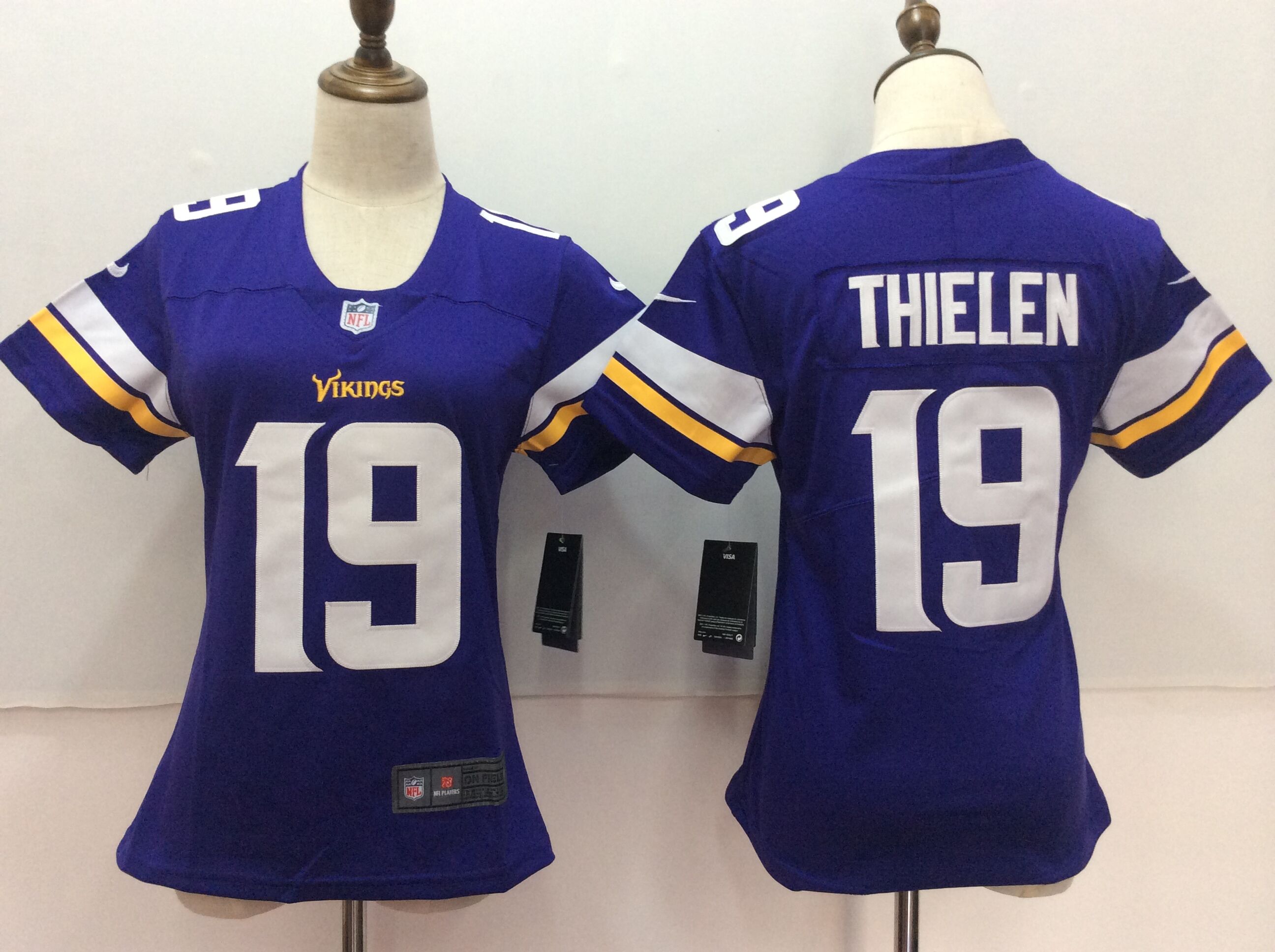 Womens NFL Minnesota Vikings #19 Thielen Purple Jersey