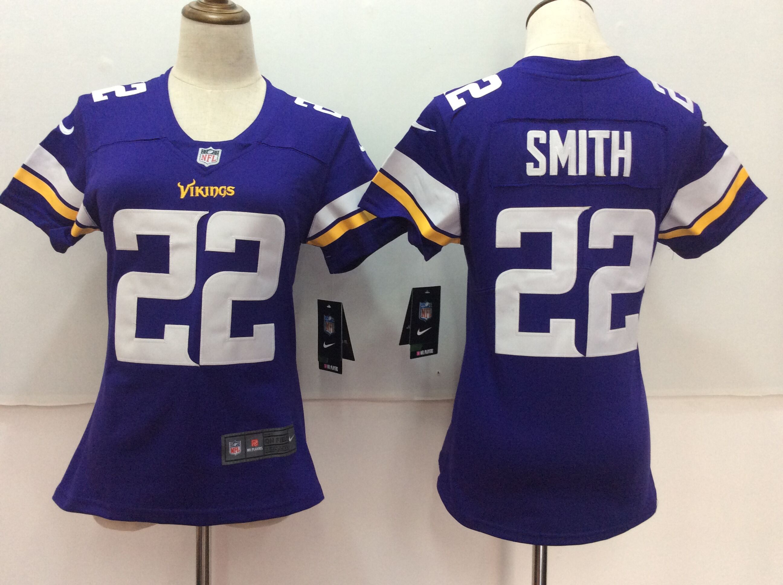Womens NFL Minnesota Vikings #22 Smith Purple Jersey