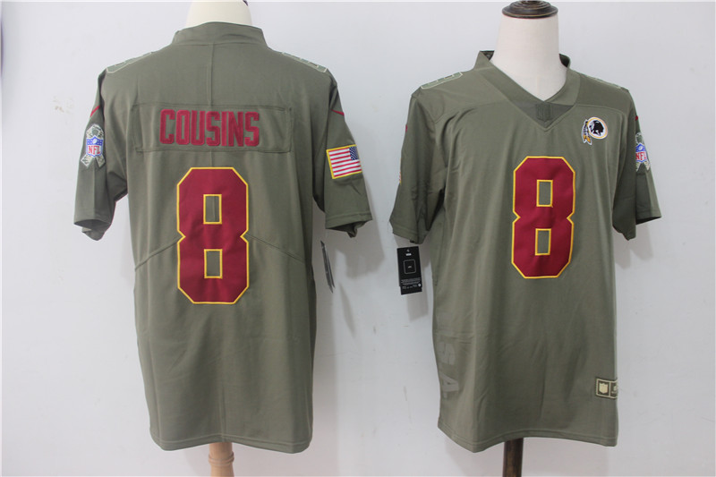 Mens Washington Redskins #8 Kirk Cousins Olive Salute to Service Limited Jersey