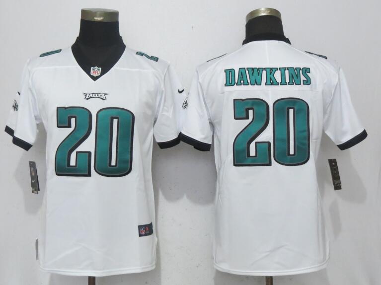 Womens Nike Philadelphia Eagles #20 Dawkins White Jersey