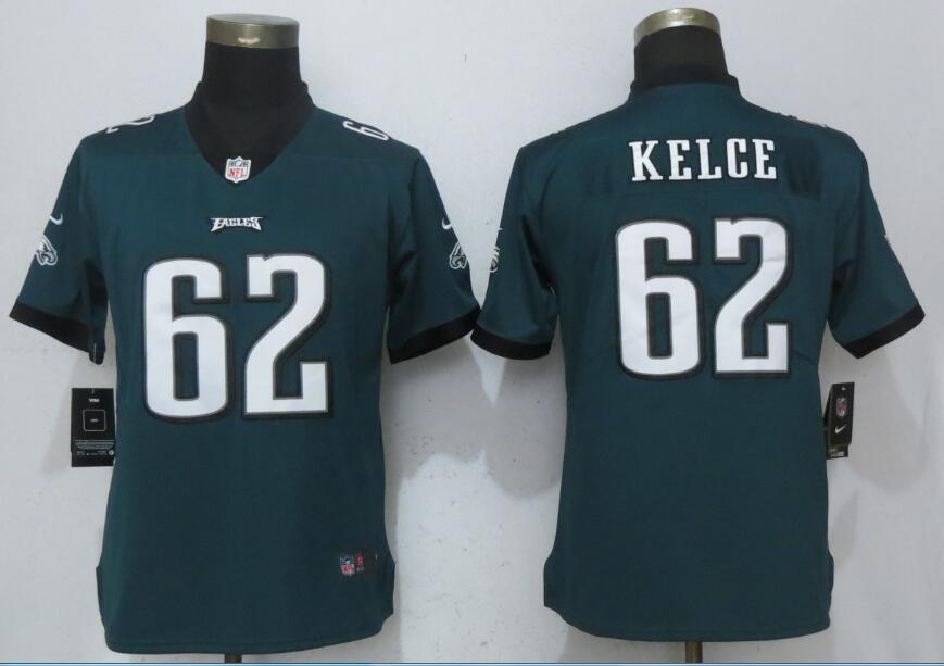 Womens Nike Philadelphia Eagles #62 Kelce Green Jersey