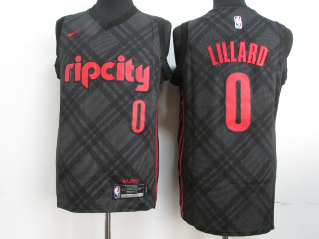 NBA Portland Trail Blazers #0 Lillard Black City Jersey
