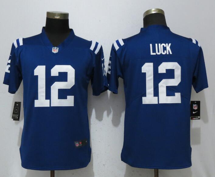 Womens NFL Indianapolis Colts #12 Luck Blue Vapor Limited Jersey