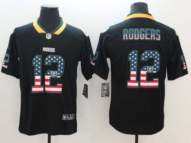 NFL Green Bay Packers #12 Rodgers USA Flag Jersey