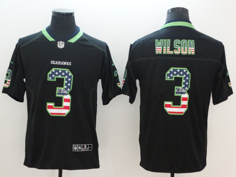 NFL Seattle Seahawks #3 Wilson USA Flag Jersey